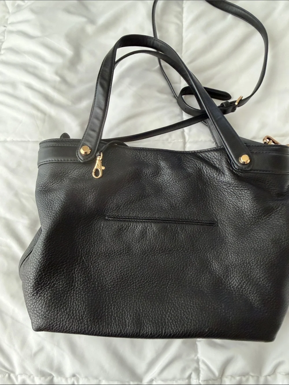 Michael Kors Black Pebbled Leather Tote with Gold Hardware